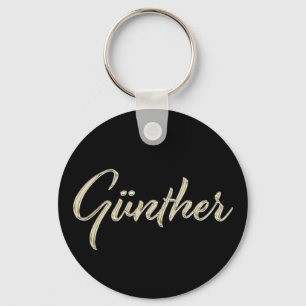 Günther Name whitegold Button Schlüsselanhänger Key Ring