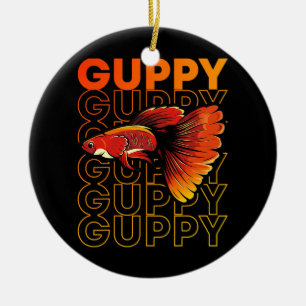 Guppy Fish 80's Style Tropical Fish Keeper Ceramic Ornament