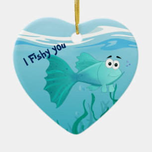 Guppy fish illustration ceramic ornament