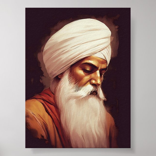 Gurū Nānak Profile Portrait - Sikh Poster (Front)