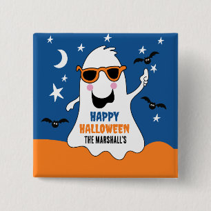 Gus the Ghost Halloween Cute Kids  15 Cm Square Badge
