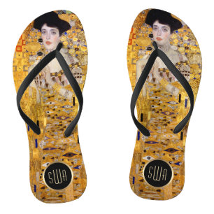 Gustav Klimt Adele Portrait in Gold with Monogram Thongs