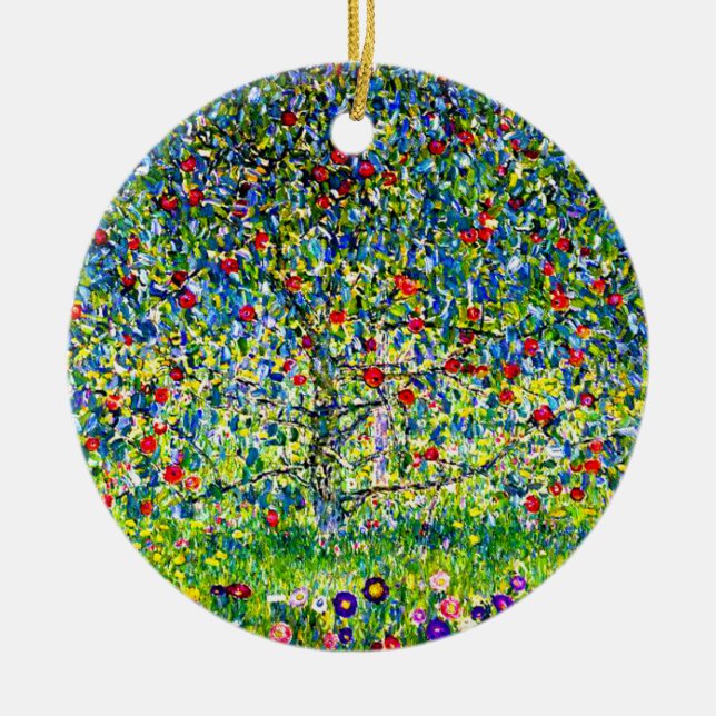 Gustav Klimt Apple Tree Ceramic Ornament (Front)