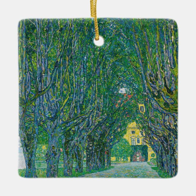Gustav Klimt - Avenue in the Park Schloss Kammer Ceramic Ornament (Front)