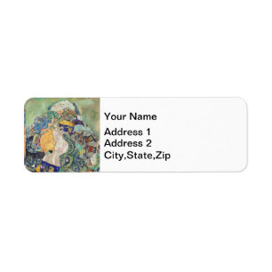 Gustav Klimt Baby in Cradle Colourful Art Return Address Label