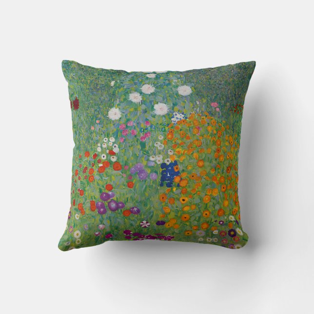 Gustav Klimt Bauerngarten Flower Garden Fine Art Cushion (Back)