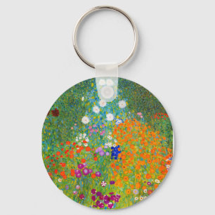 Gustav Klimt Bauerngarten Flower Garden Fine Art Key Ring