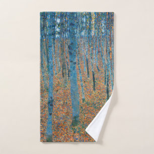 Gustav Klimt Beech Tree Forest Grove Bath Towel Set