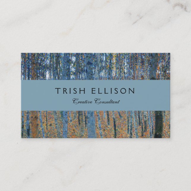 Gustav Klimt Beech Tree Forest Grove Business Card (Front)