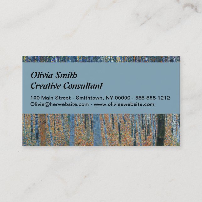 Gustav Klimt Beech Tree Forest Grove Business Card (Front)