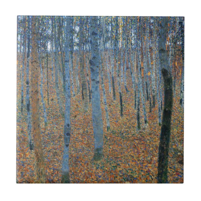 Gustav Klimt Beech Tree Forest Grove Ceramic Tile (Front)