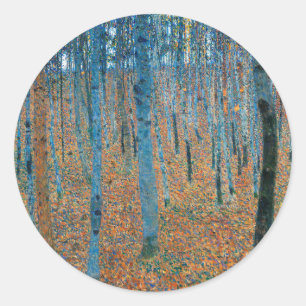 Gustav Klimt Beech Tree Forest Grove Classic Round Sticker