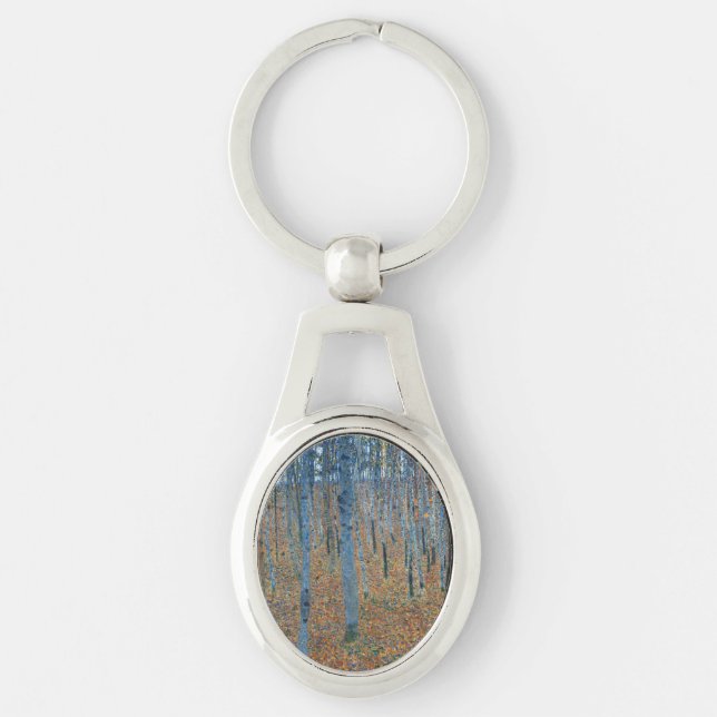 Gustav Klimt Beech Tree Forest Grove Key Ring (Front)