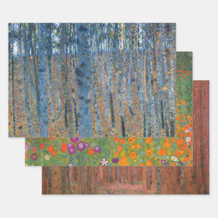 Gustav Klimt Beech Tree Forest Grove Wrapping Paper Sheet