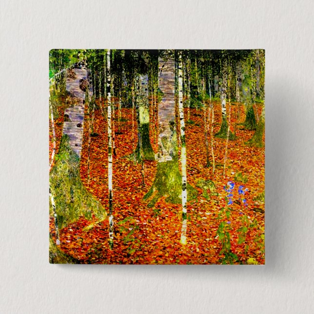 Gustav Klimt Birch Trees 15 Cm Square Badge (Front)