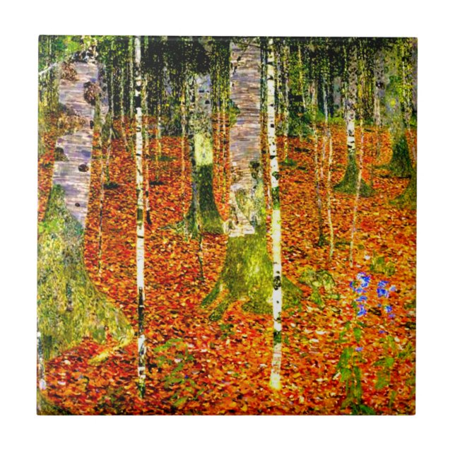 Gustav Klimt Birch Trees Ceramic Tile (Front)