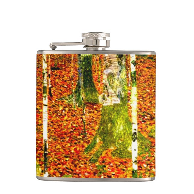 Gustav Klimt Birch Trees Hip Flask (Front)