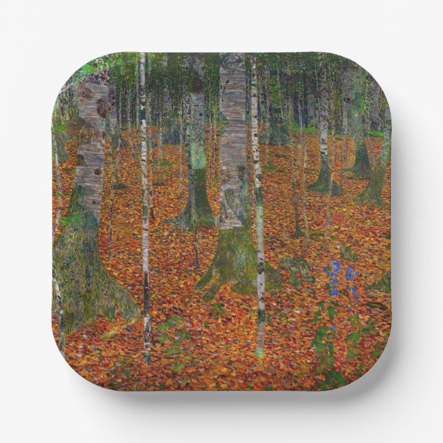 Gustav Klimt - Birch Wood Paper Plate (Front)
