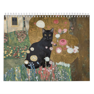Gustav Klimt Black Cat In a Flower Garden, Cat Art Calendar