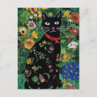Gustav Klimt Black Cat In a Flower Garden, Cat Art