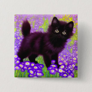 Gustav Klimt Black Kitten 15 Cm Square Badge