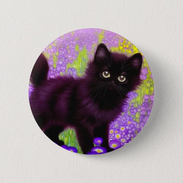 Gustav Klimt Black Kitten 6 Cm Round Badge (Front)