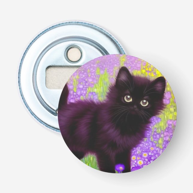 Gustav Klimt Black Kitten Bottle Opener (Front)