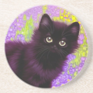 Gustav Klimt Black Kitten Coaster