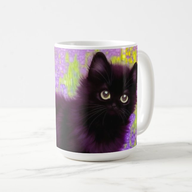 Gustav Klimt Black Kitten Coffee Mug (Front Right)