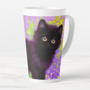 Gustav Klimt Black Kitten Latte Mug