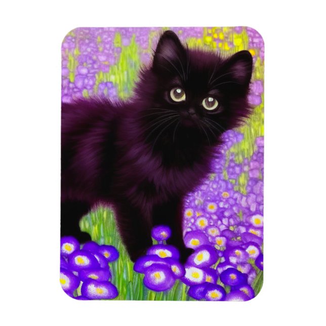 Gustav Klimt Black Kitten Magnet (Vertical)