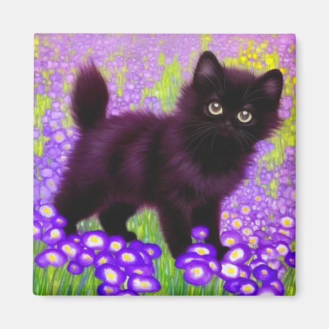 Gustav Klimt Black Kitten Magnet (Front)