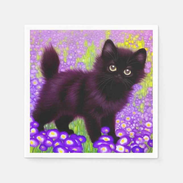 Gustav Klimt Black Kitten Napkin (Front)