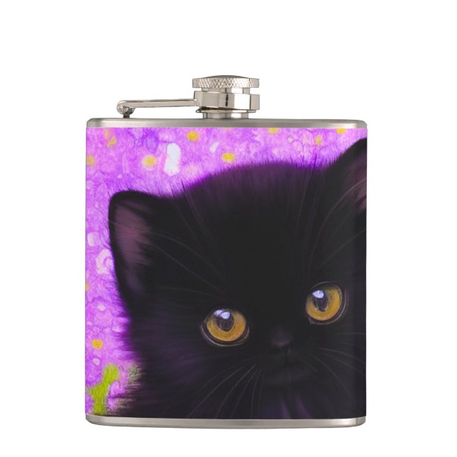 Gustav Klimt Cat Hip Flask (Front)
