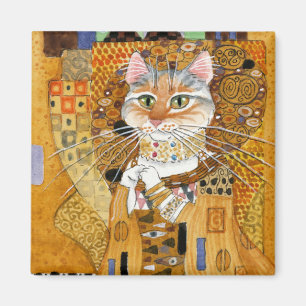 Gustav Klimt Cat in Gold spoof magnet