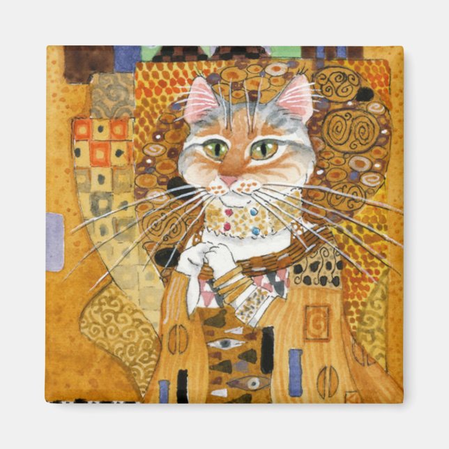 Gustav Klimt Cat in Gold spoof magnet (Front)