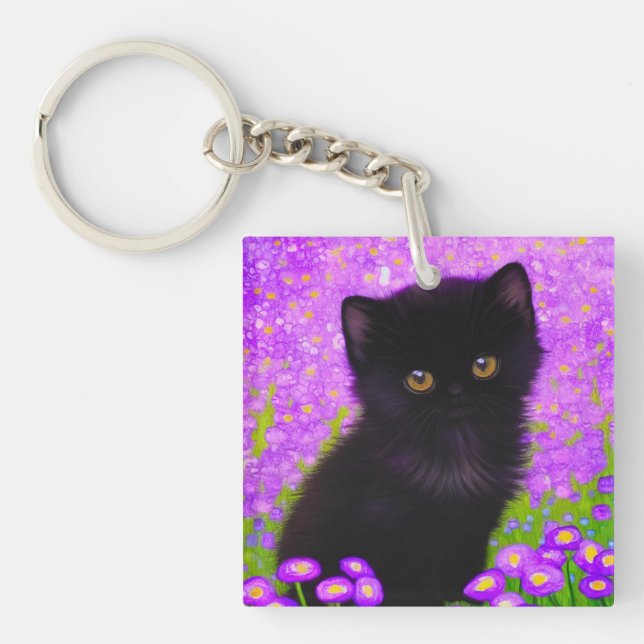 Gustav Klimt Cat Key Ring (Front)