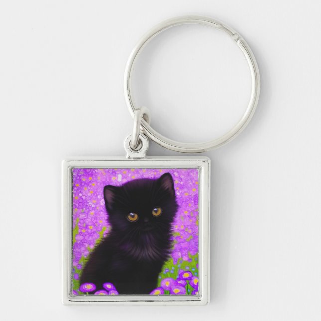 Gustav Klimt Cat Key Ring (Front)