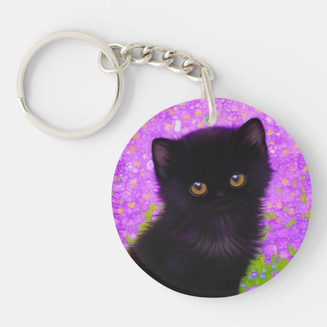 Gustav Klimt Cat Key Ring (Front)