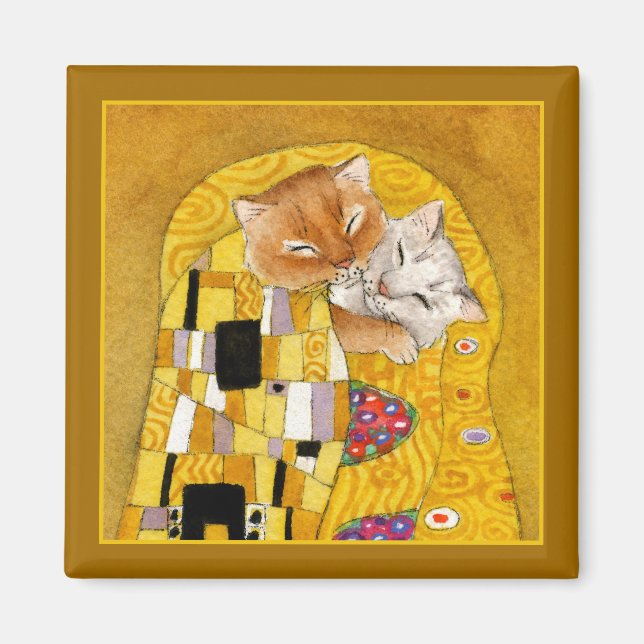 Gustav Klimt Cat Kiss spoof magnet (Front)