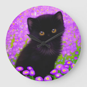 Gustav Klimt Cat Large Clock