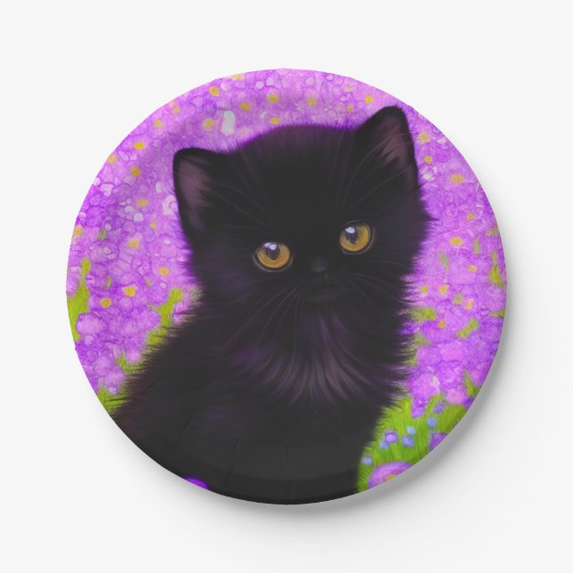 Gustav Klimt Cat Paper Plate (Front)
