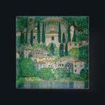 Gustav Klimt - Church in Cassone 15 Cm Square Badge<br><div class="desc">Church in Cassone / Landscape with Cypresses - Gustav Klimt,  Oil on Canvas,  1913</div>