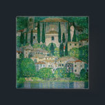 Gustav Klimt - Church in Cassone 15 Cm Square Badge<br><div class="desc">Church in Cassone / Landscape with Cypresses - Gustav Klimt,  Oil on Canvas,  1913</div>