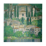 Gustav Klimt - Church in Cassone Ceramic Tile<br><div class="desc">Church in Cassone / Landscape with Cypresses - Gustav Klimt,  Oil on Canvas,  1913</div>