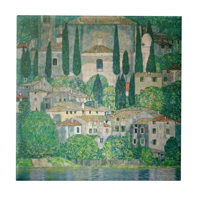 Gustav Klimt - Church in Cassone Ceramic Tile (Front)