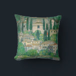 Gustav Klimt - Church in Cassone Cushion<br><div class="desc">Church in Cassone / Landscape with Cypresses - Gustav Klimt,  Oil on Canvas,  1913</div>