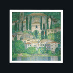 Gustav Klimt - Church in Cassone Napkin<br><div class="desc">Church in Cassone / Landscape with Cypresses - Gustav Klimt,  Oil on Canvas,  1913</div>