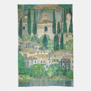 Gustav Klimt - Church in Cassone Tea Towel