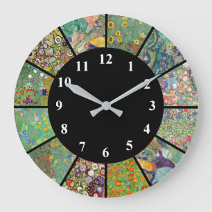 Gustav Klimt Clock Blue Green Flower Patterns